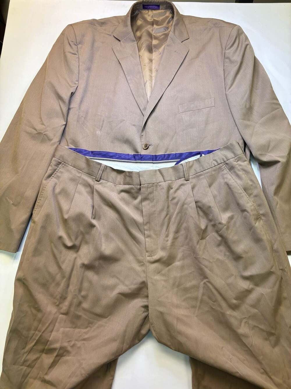 Vinci Designed in Italy Taupe Suit Jacket and Pants Set